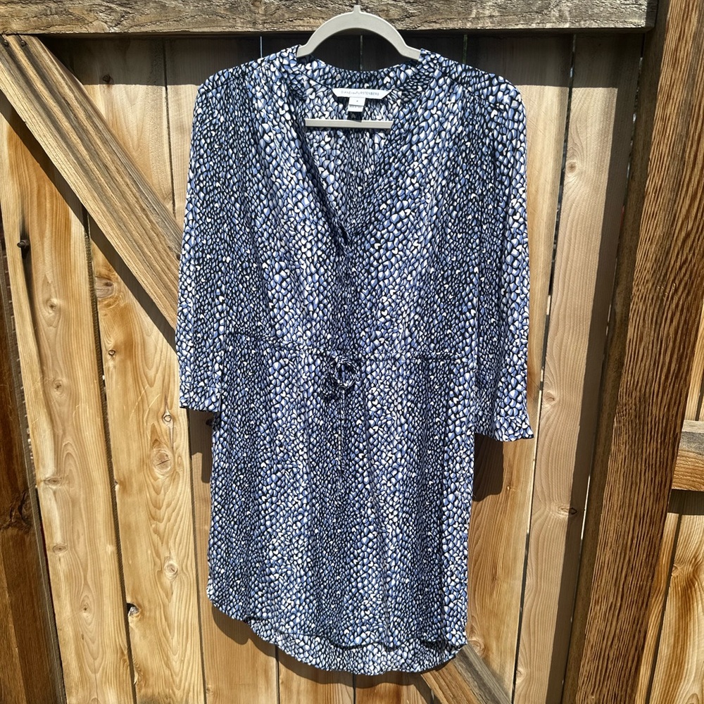Diane Von Furstenberg Black and Blue Abstract Dress